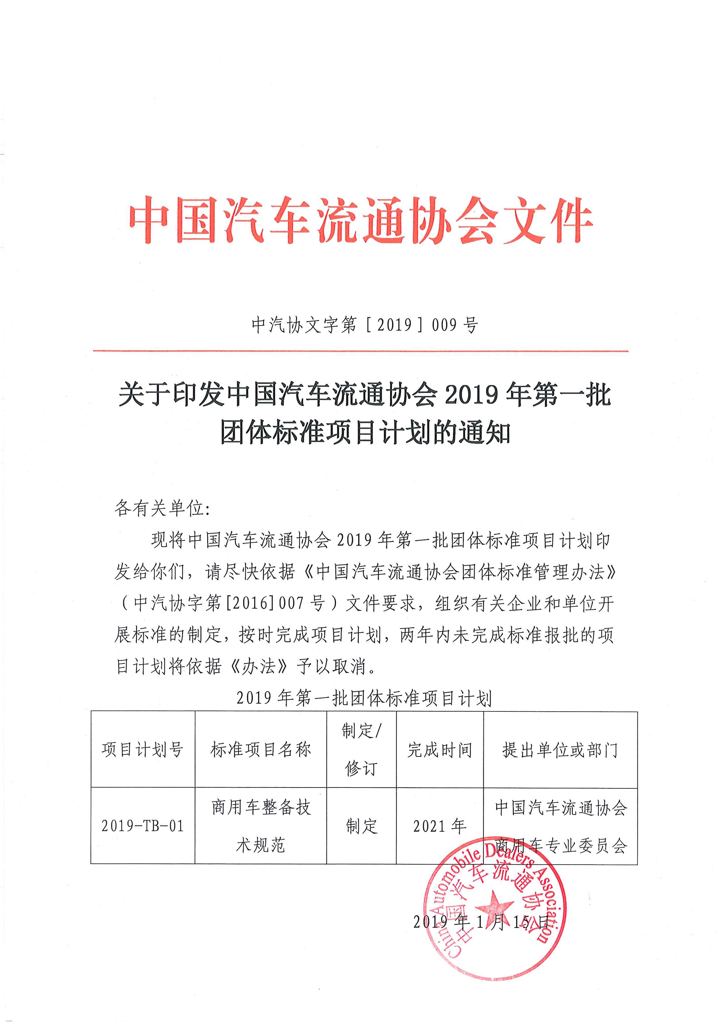 關于印發中國汽車流通協會2019年第一批團體標準項目計劃的通知.jpg